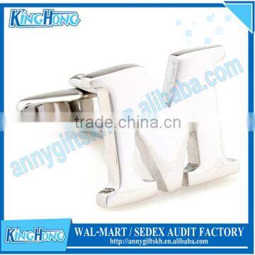 Alphabet M blank silver metal cufflink parts