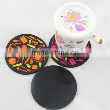 100mm round shape 3d plastic rubber soft pvc coaster, rubber drink coasters