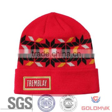 Custom Knitted Hat With Flat Embroidery in 100% Acrylic