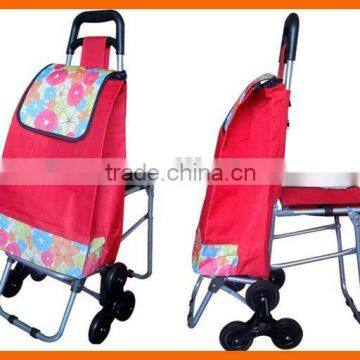 Portable shopping cart with chair