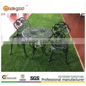rose pattern beautiful outdoor table and chairs metal garden furniture set for 2 perosns use
