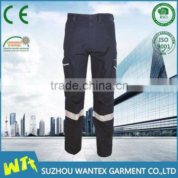 Wholesale mens 100% cotton track pants with safety stripes