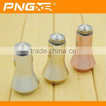 Guangzhou Electronic PNGXE New Arrival dual port aluminium car usb charger for iphone rose gold charger