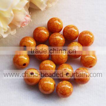 Hotest Sale 16MM Orange Round Crack Resin Bead Loose Spacer Acrylic Beads for Fashion Jewelry Set