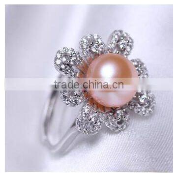 Wholesale Charm engagement ring /Silver Pearl Rings