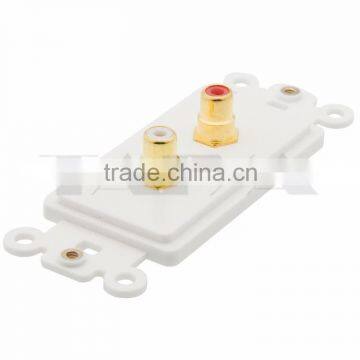 2RCA Audio AV Inner Wall Plate With 2 Ports And Golden Plate