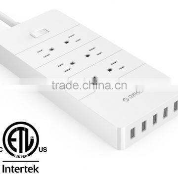 6 Outlet 5 Port USB smart Power Strip with usb port US plug CE UL ETL CETL Certictication Socket Electrical plug extension cord