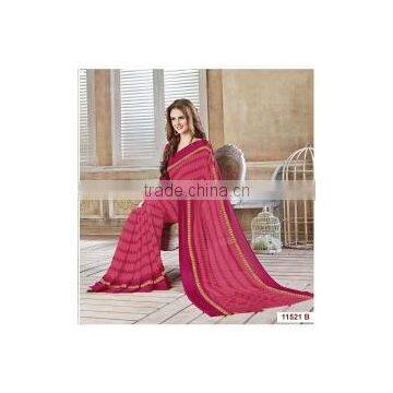 Exuberant Hot Pink Georgette Saree/online indian saree shopping