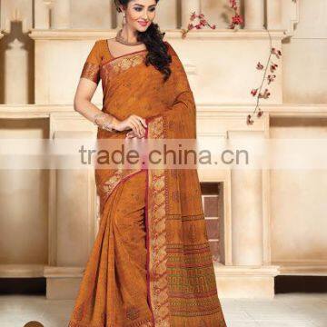 Rust Cotton Silk Saree