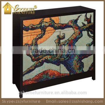 Antique Style Hand Painting Wood 2 Doors Cabinet