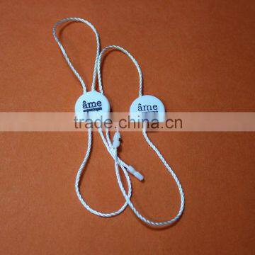 Custom High Quality Black in White Embossed Seal Tags Hang Tag String