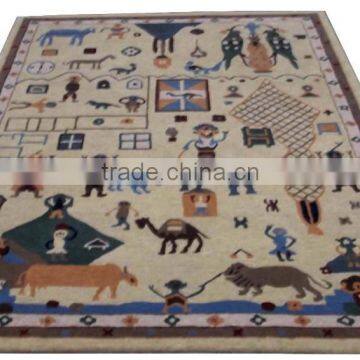 Tribal Design Hand Tufted Cut Pile Wool Rugs, Latex Backed With Cloth photo-4