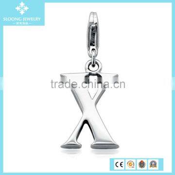 High Quality Silver Jewelry Letter X Charm Pendant in Sterling Silver