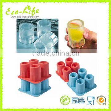 Food grade silicone ice shot glass , 4-cup silicone ice cube mold