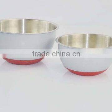 8pcs Modern Kitchen Design Stainless Steel Cookware Set With Red Silicon Handle / Kitchen Accessories/grey Salad Bowls With Red photo-4