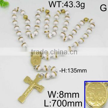 Discounted white and gold beads cross necklace price in malaysia