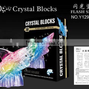 3D CRYSTAL BLOCKS FLASH SHARK 40PCS PUZZLE TOY Y12922049