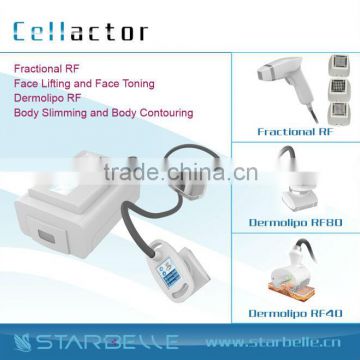 Non-invasive fractional rf vacuum anti cellulite device with 3 handles