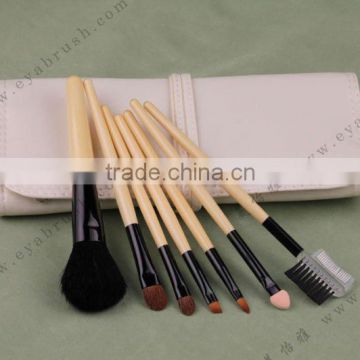 Seven-piece Makeup Brush Set with Aluminum Ferrule and Wooden Handle