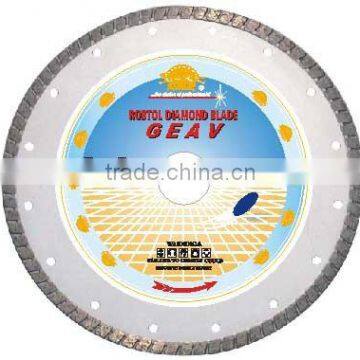 Turbo rim diamond blade for fast cutting hard & dense material--GEAV