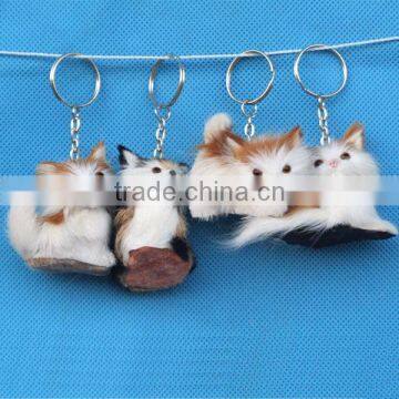 Plastic Dog Animal Shape Faux Fur Toy Keychain