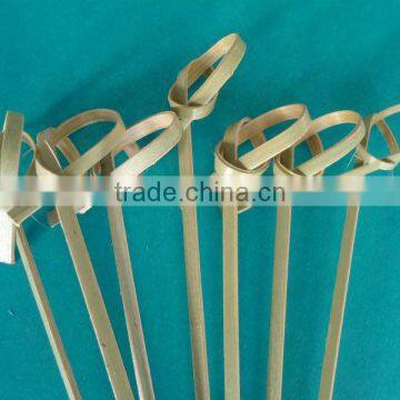 Natural hot stamp bamboo skewer with flower knot sticks from factory