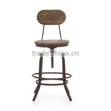 Industrial Rustic Wood Metal Counter Chair photo-3