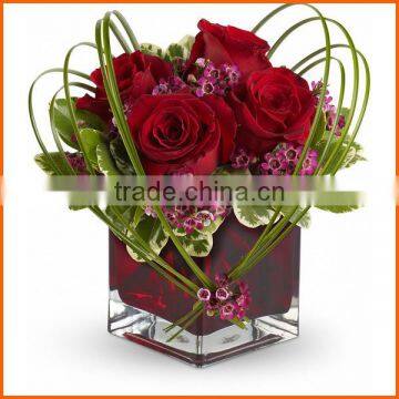 High quality decorated colored glass cube vases