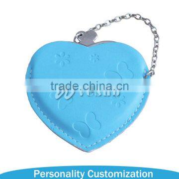 Hot Sublimation Sell Heart Hand Mirror with Leather Case