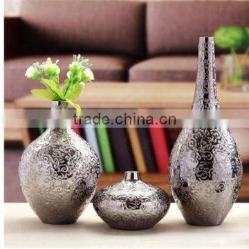 2016 Best Selling Electroplated Flower Vase Set Mini Stoneware Vase photo-3