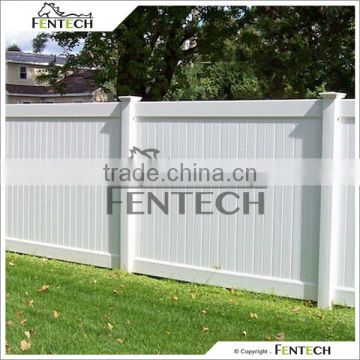 Fentech White Flat-Top Decorative Full Privacy Vinyl Fence For Back Yard, Garden, House, Pool