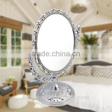 Plastic Double Sides Mirror Flower Frame High Quality Free Standing Table /desktop Mirror