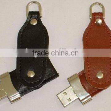 promotional swivel leather USB flash disk