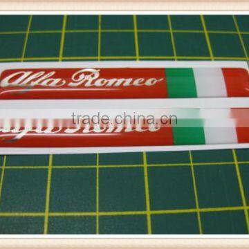 2 Domed Stickers With an Italian Flag Red/Silver 80mm x 12mm photo-2