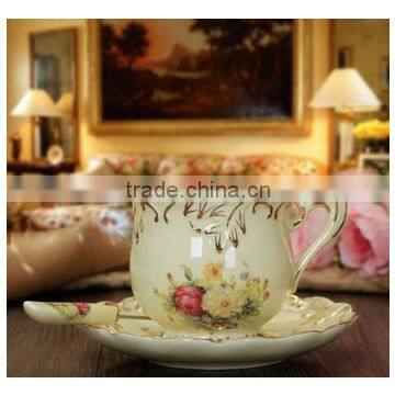 New Porcelain Ivory Color Rose Tea Cup and Saucer Set for Tea Coffee photo-3