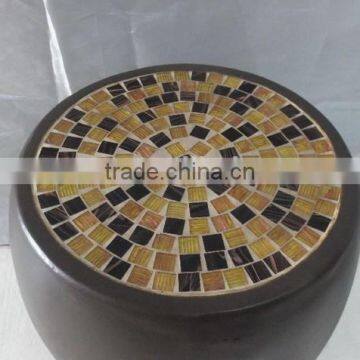 Fiberglass Clay Mosaic Drum Stool photo-3