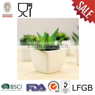 Mini Square Plastic Flower Pot White color