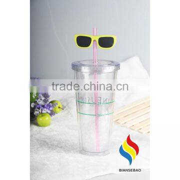 Clear PS/AS cup with logo plastic tumbler 16oz