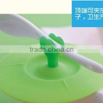 Fda Universal Silicone Drink Cup Lids Tea Cup Cover Lids With Scoop photo-3