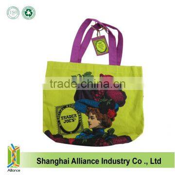 Fashion Colorful Cotton Canvas Tote shopping bags with handles