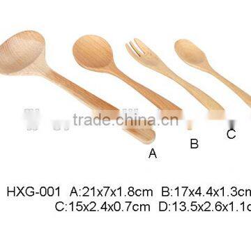 Kitchen Cooking Utensils Wood Spoon and Spatula, 4 Set of Bamboo Kitchen Tools