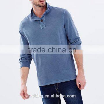 Latest casual design button neck polo shirt long sleeve