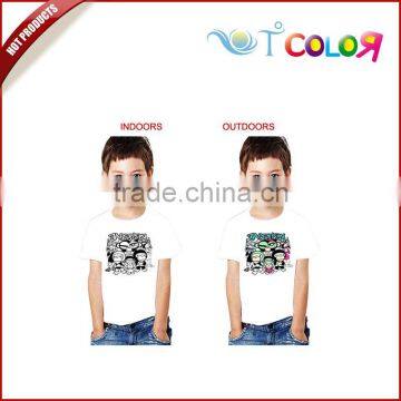 Custom short sleeve Solar Active UV color changing printing t shirt for chird,magic color change t-shirt