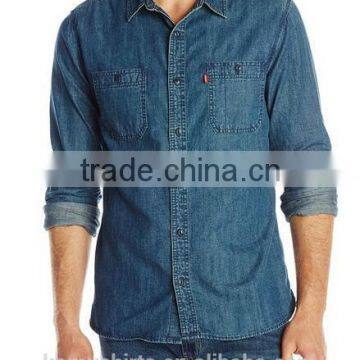 New Men 100% Cotton Long sleeve Denim Jeans work Shirt