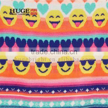 Emoji And Heart Fair Isle Print On Front Panel Sweater For Girls photo-2