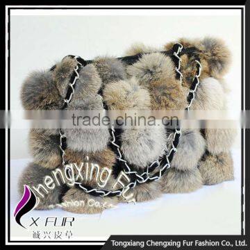 CX-H-11B Wholesale China Women Real Rabbit Fur Ball Fashion Bag photo-5