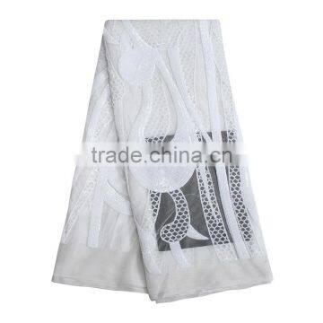 Fashionable French Gold Sequins Tulle Lace 3D Textile Lace Fabric photo-2