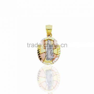 Three tone plated simple medallion pendant