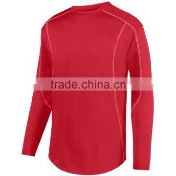 Youth Style Pullover Mens Train Shirts Long Sleeve Curved Bottom 100% Polyester Wicking Fleece Material photo-4