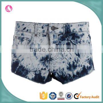 Distressed mma Shorts Denim Fabric Denim Jean Shorts OEM Tie Dye Denim Shorts